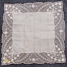 Vintage Lace Ladies' Handkerchief - All Cotton - Made in Austria - Original tag