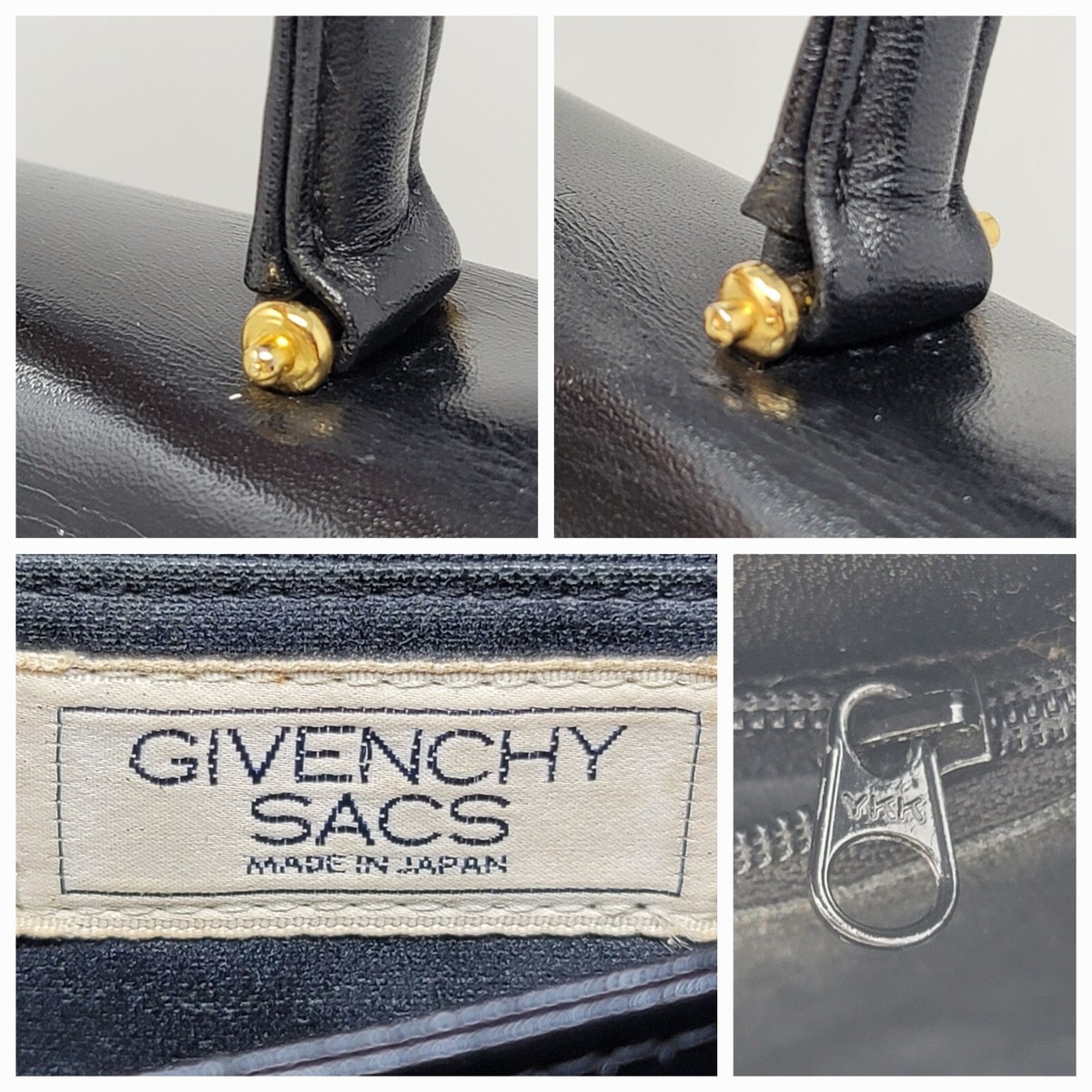 Vintage Givenchy Top Handle Kelly Black Leather Medium Tote Hand