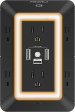 Outlet Extender Power Strip, 6 AC Surge Protector Outlets with 3 USB Ports ...