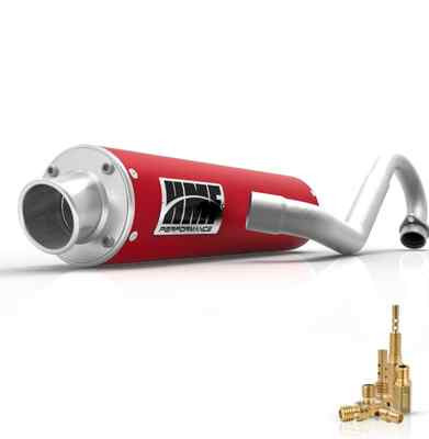 HMF PERFORMANCE FULL EXHAUST RED W/ BRUSHED TURN CAP + JET KIT TRX450R 07-14