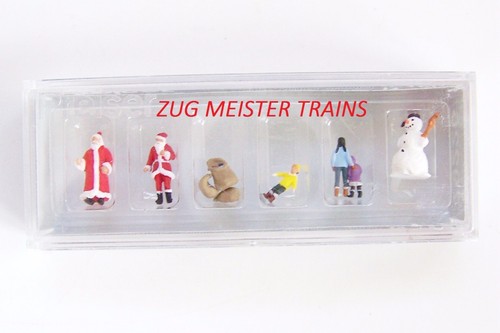 N scale Preiser TWO Santa , ONE Snowman , Children & Sacks CHRISTMAS FIGURES
