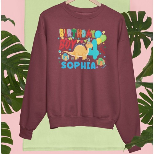 Personalised Custom Your Name Sweatshirt Birthday Age Dinosaur Animals Friends - Picture 3 of 24