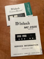 McIntosh MC2505 Stereo Power Amplifier Service  Owner's manual