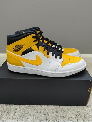 Nike Air Jordan 1 Mid White University Gold-black Steelers colors