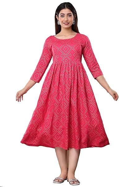cotton feeding dresses for women Women's Maternity Dress With Zipper Kurti Style Gown (Pink) Bride dresses Color:OBL SCHL004774_G Polka Dot Strapless Slit this breastfeeding dress is