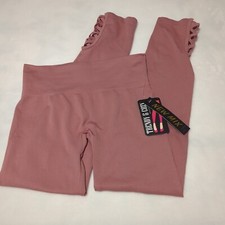 Women's New Mix Solid Pink Soft Lattice Ankle Leggings Small/Medium NWT  CB7 