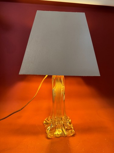 Glas Tischlampe Val Saint Lambert Skulptur Leuchte