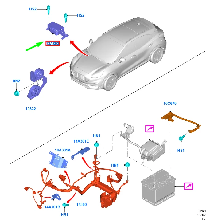FORD PUMA Alarm Horn And Bracket Assy 2545378 H1BT-19N217-AB NEW  