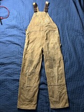 Carhartt Canvas Overalls Double Knee Khaki Stained