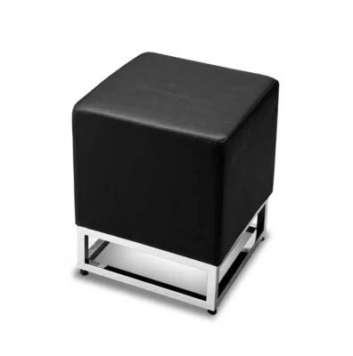 Très Chic Cube Cuir Tabouret Peau de Vache Cuir Hauteur de Selle 45 CM - Photo 1/4