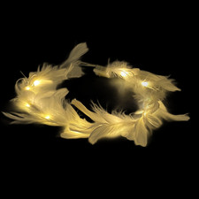 LED Haarkranz "Feder" mit weißen Federn für Hochzeit / Party / Deko/ Haarschmuck