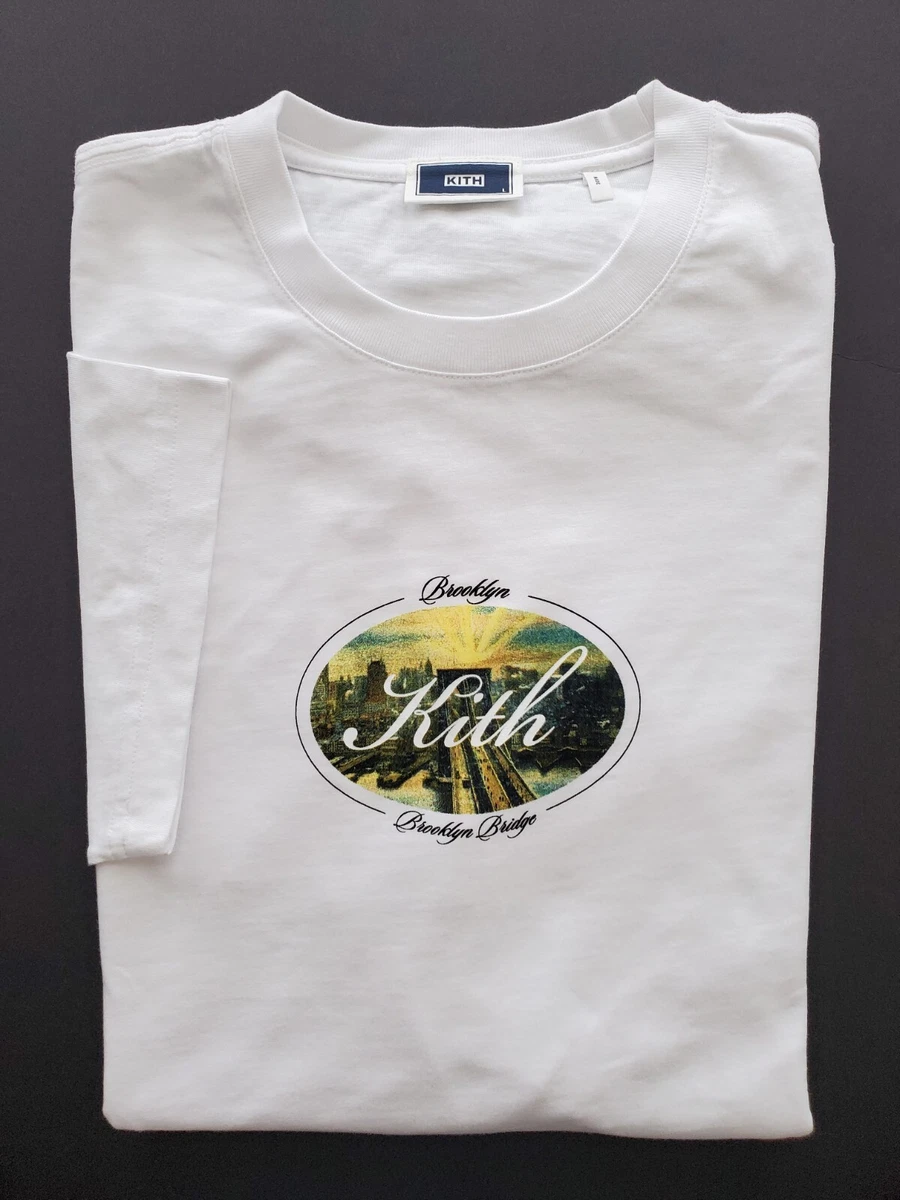 NEW KITH Mens Brooklyn Bridge New York White T Shirt Authentic L