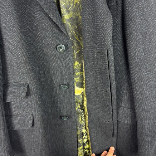 RRP 1500€ ETRO WOOL BLEND TWEED NAVY SILK LONG COAT SIZE 54 - Picture 10 of 14