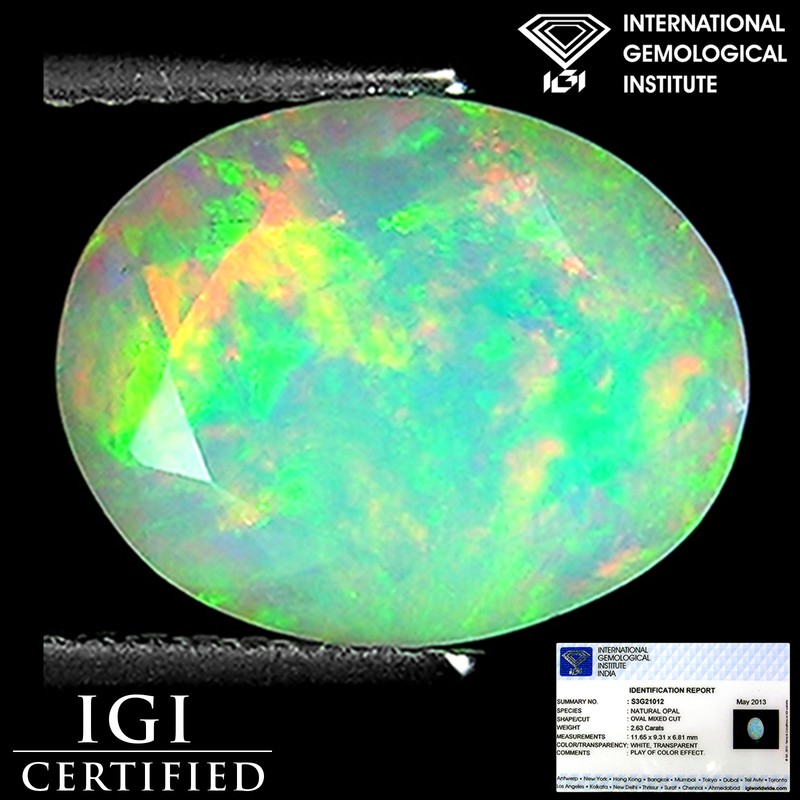 2.63 Ct IGI Certified Natural Ethiopian Opal Gemstone Faceted Oval Cut