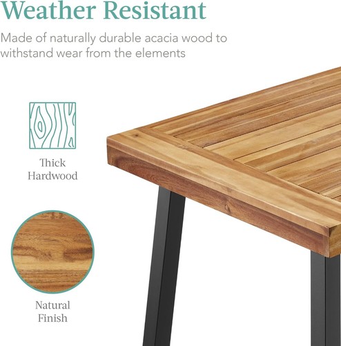 6-Person Indoor Outdoor Acacia Wood Dining Table, Picnic - Picture 6 of 6