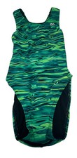 TYR Competitive Swimsuit Cutout Fit Size 30 Green Black One Piece NEW NWOT