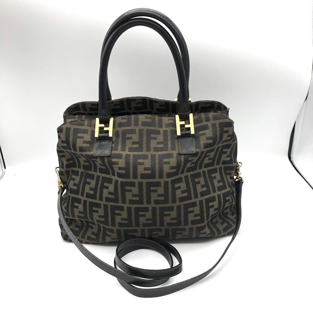 Fendi Zucca 2-way shoulder bag vintage pre-owned handbag