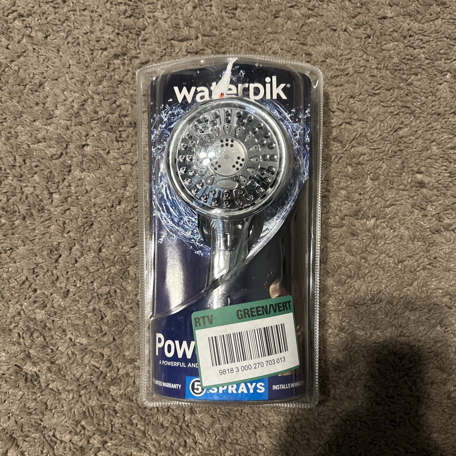 Waterpik Handheld Shower Head with 5 Spray Settings 3.5 Inch Wall Mount TAV-553E
