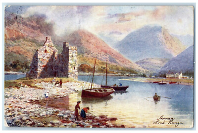 1908 Arran Loch Ranza Isle of Arran Boat Scene Oilette Tuck Art Postcard