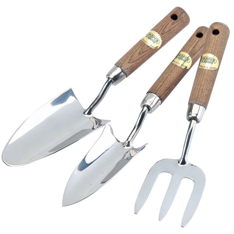 Draper Stainless Steel Hand Fork Hand Transplanting Trowel Set Ash Handles 09565