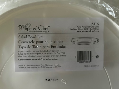 Pampered Chef Salad Bowl Lid 2316. Fits 7 Qt Salad and Berry Spinner 1785 New - Picture 3 of 3