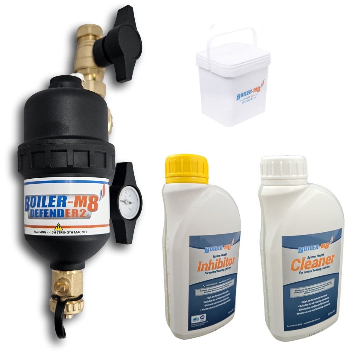 Central Heating Magnetic Boiler Filter Pack 22mm with NSF Inhibitor & Cleaner