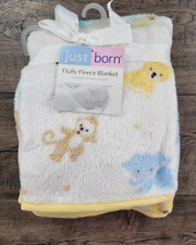 Baby Girl Boy New Just Born Fluffy Fleece Animal Yellow Binding Zoo Blanket