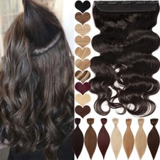 Ein-Tressen Clip In Remy Echthaar Extensions DICK Haarverlängerung Gewellt Glatt