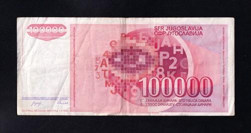 F.C. YUGOSLAVIA, 100000 DINARS 1989, B/C+ (F+), P.97. - Picture 2 of 2