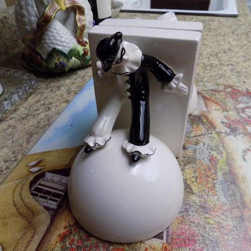 Vintage Art Deco Pierrot French Pantomime Clown Ceramic Bookends - Picture 7 of 12