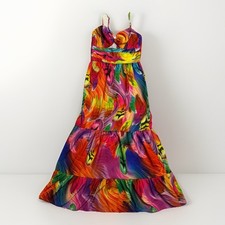 SheIn Women Size S/4 Multi-Color Tiered Maxi Cami Feather Print Lightweight Long