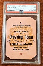 1938 Joe Louis vs Nathan Mann ONSITE World Championship Boxing Pass Ticket PSA 5