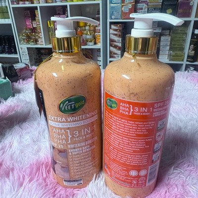 Veet Gold AHA 3 In 1 Body Magic Shower Bath Gel Spf 45 + Lemon & Sugar Scrub 