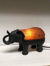 Cheyenne Elephant Table Lamp Night Light Sculpture Amber Vintage Art Glass