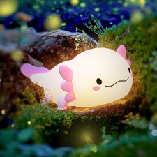 Axolotl Night Light for Kids, Animal Silicone Nursery Night Lamp, Rechargeable T