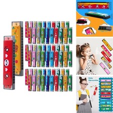 Restroma 80 Pcs Children Harmonica Bulk 16 Holes Harmonica Toys Plastic Cartoon