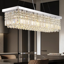 Modern Crystal Chandeliers for Dining Room Kitchen Island Light Fixture, 8-Light