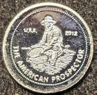 2012 American Prospector 1 gram .999+ Fine Silver Round,  Rising Sun Mint..