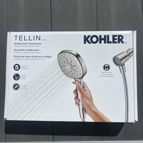 Kohler Tellin Multifunktions-Handbrause – Gebürstetes Nickel, 5 Sprühmodi & Magnetische Dockingstation