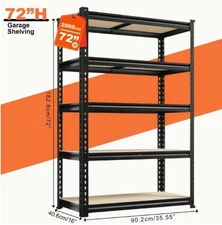 5-Tier Heavy Duty Metal Storage Rack | Garage Shelving & Book Organizer, 2000LBS