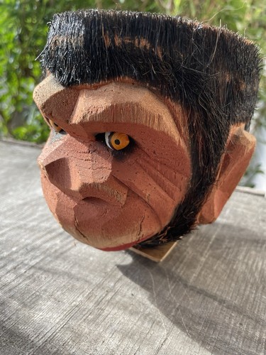 Handgeschnitzter Affe Kokosnuss Tiki Bar Dekor Hergestellt in X’caret Mexiko 4,5 Durchmesser 5,25 T 3-D - Bild 2 von 12