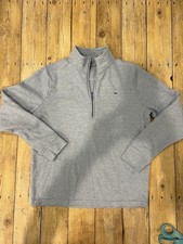 Vineyard Vines 1/4 Zip Pullover Light Blue/White Striped Boys Sz Lg Whale Logo