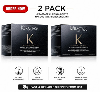 2 Pack  Kerastase Chronologiste Masque Intense Regenerant Hair Mask- 6.8oz 200ml
