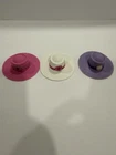 Vintage Barbie Hat Lot Pink White Purple w/ Flowers Wide Brim Doll Accessories