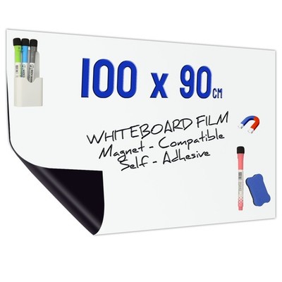 Whiteboard Folie 100 x 90cm | Magnet Haftend | + Stifte Halter Wischer