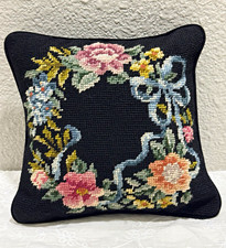 Vintage Square Floral Needlepoint Throw/Accen...