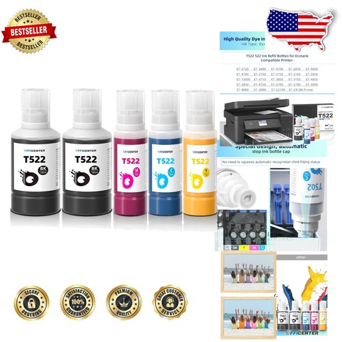 Complete T522 Ink Refill Solution - High-Quality Black, Cyan, Magenta & Yellow - 第 1/8 張圖片