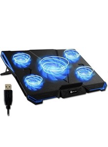 KLIM Cyclone Laptop Cooling Pad - 5 Lüfter Kühler - keine Überhitzung mehr - blau