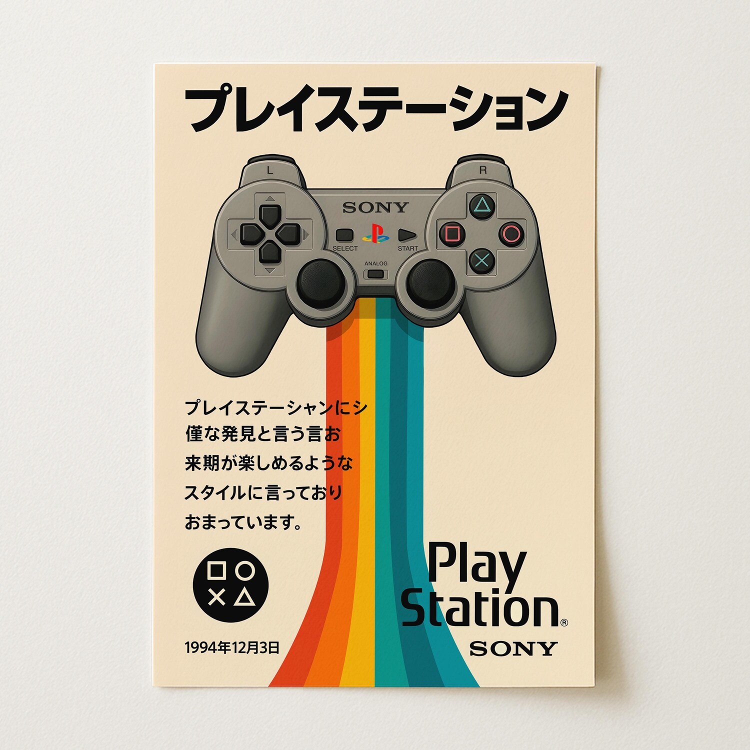PlayStation DualShock Poster &ndash; Japanese Retro Gaming Wall 