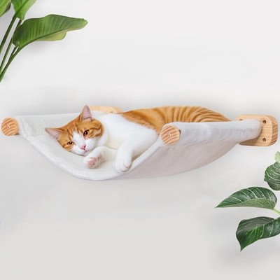Cat Wall Hammock, Dual-Sided Cat Wall Bed with Canvas & Plush Fabric for All ...